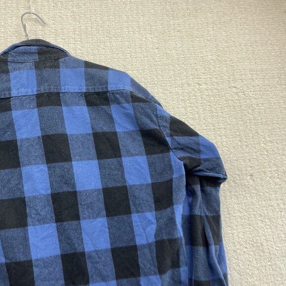 Big Bill Men’s L Plaid Brawny Blue Work Flannel Shirt Heavyweight Made In USA ** - Picture 14 of 16